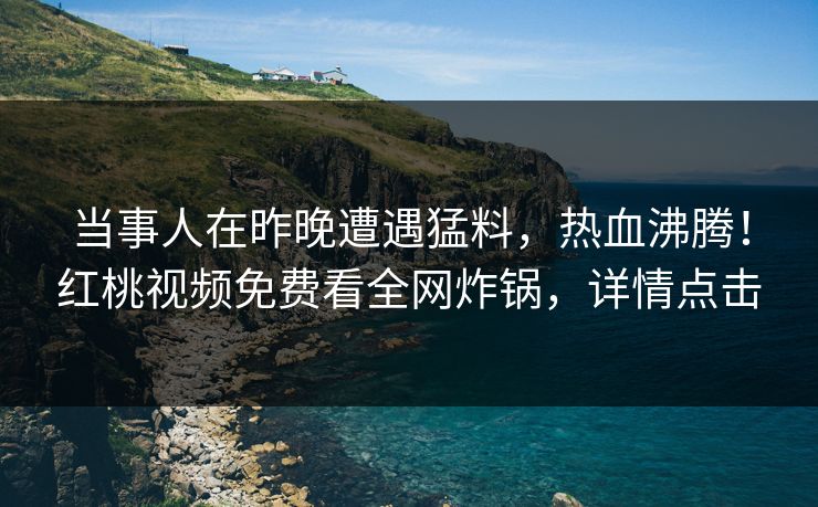 当事人在昨晚遭遇猛料，热血沸腾！红桃视频免费看全网炸锅，详情点击