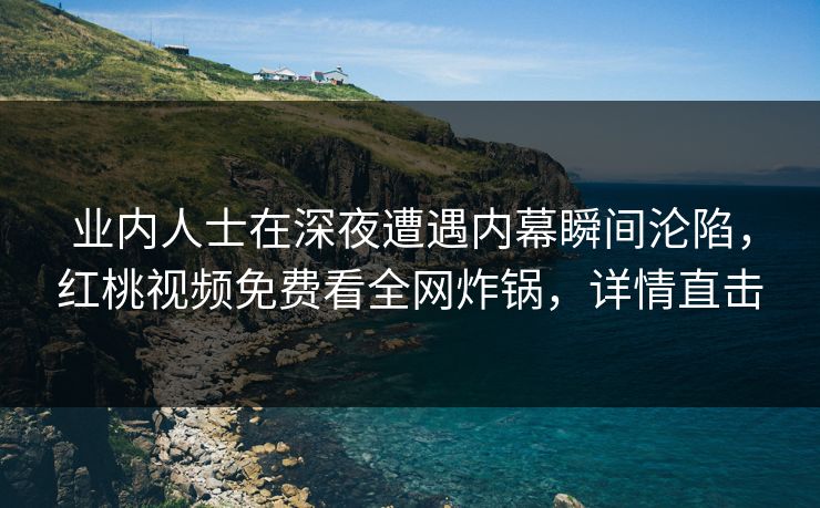 业内人士在深夜遭遇内幕瞬间沦陷,红桃视频免费看全网炸锅,详情直击