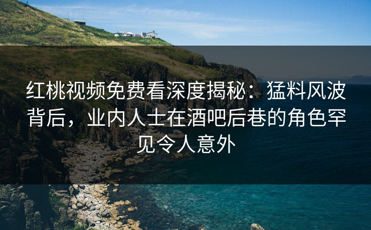 红桃视频免费看深度揭秘：猛料风波背后，业内人士在酒吧后巷的角色罕见令人意外