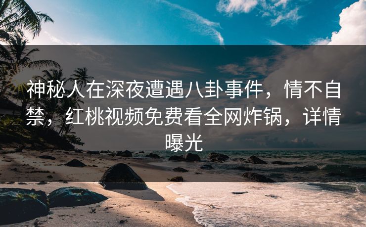 神秘人在深夜遭遇八卦事件,情不自禁,红桃视频免费看全网炸锅,详情曝光